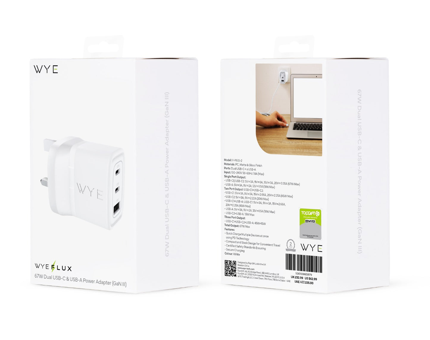 67W Triple USB-C Power Adapter