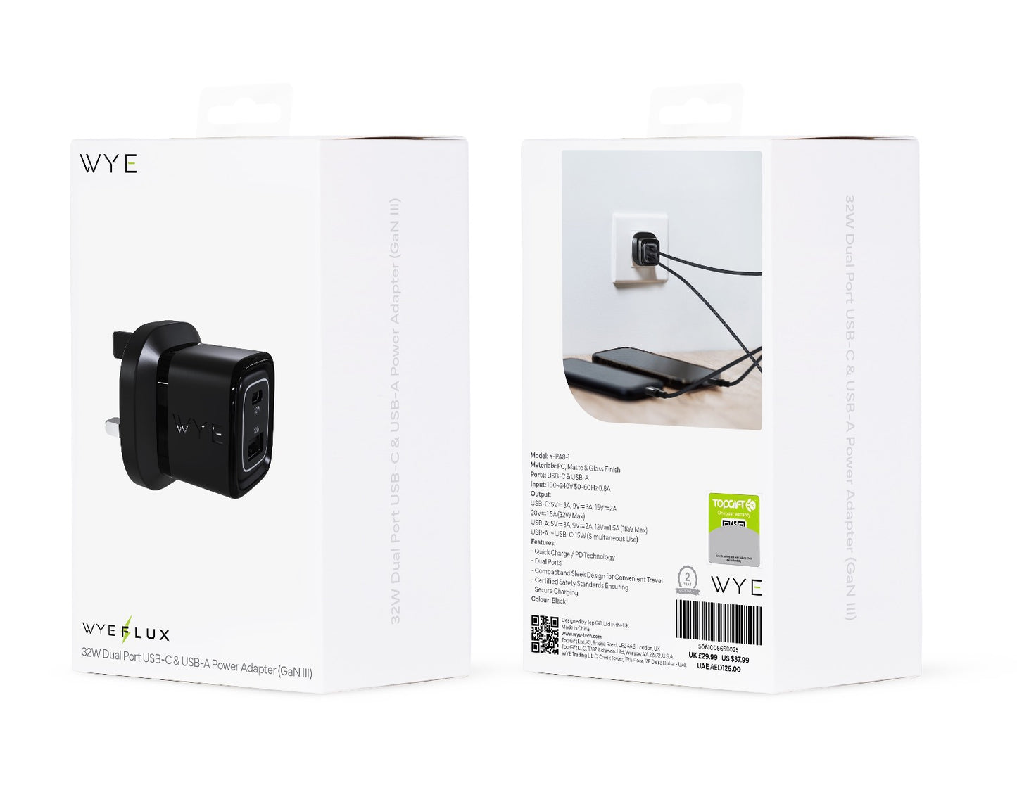 32W Dual USB-C Power Adapter