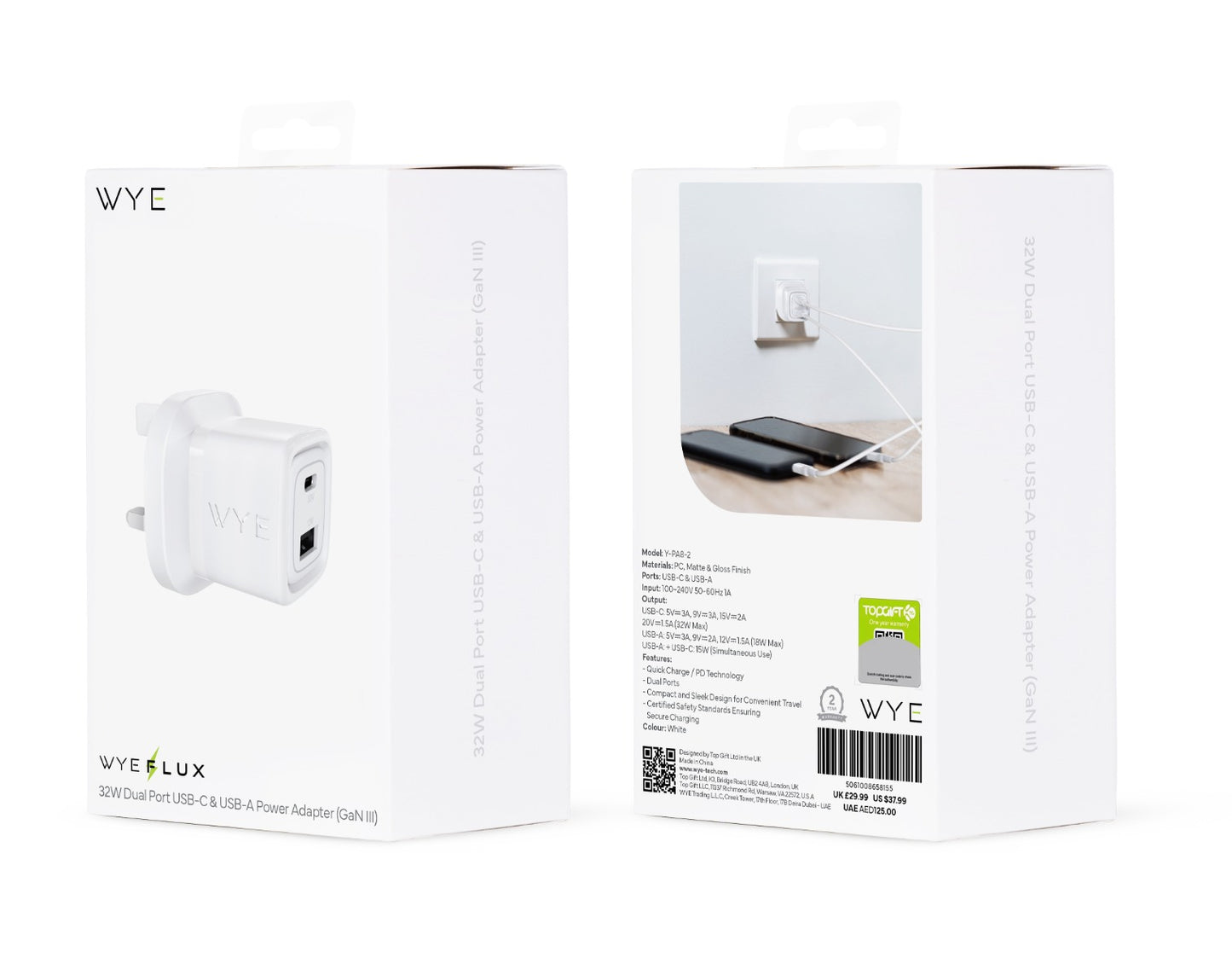 32W Dual USB-C Power Adapter